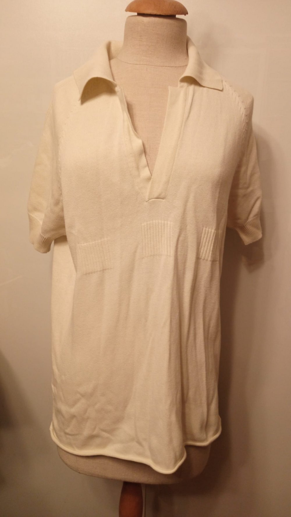 Kurzarmshirt Kurzarm Shirt Strickshirt Gr. M creme