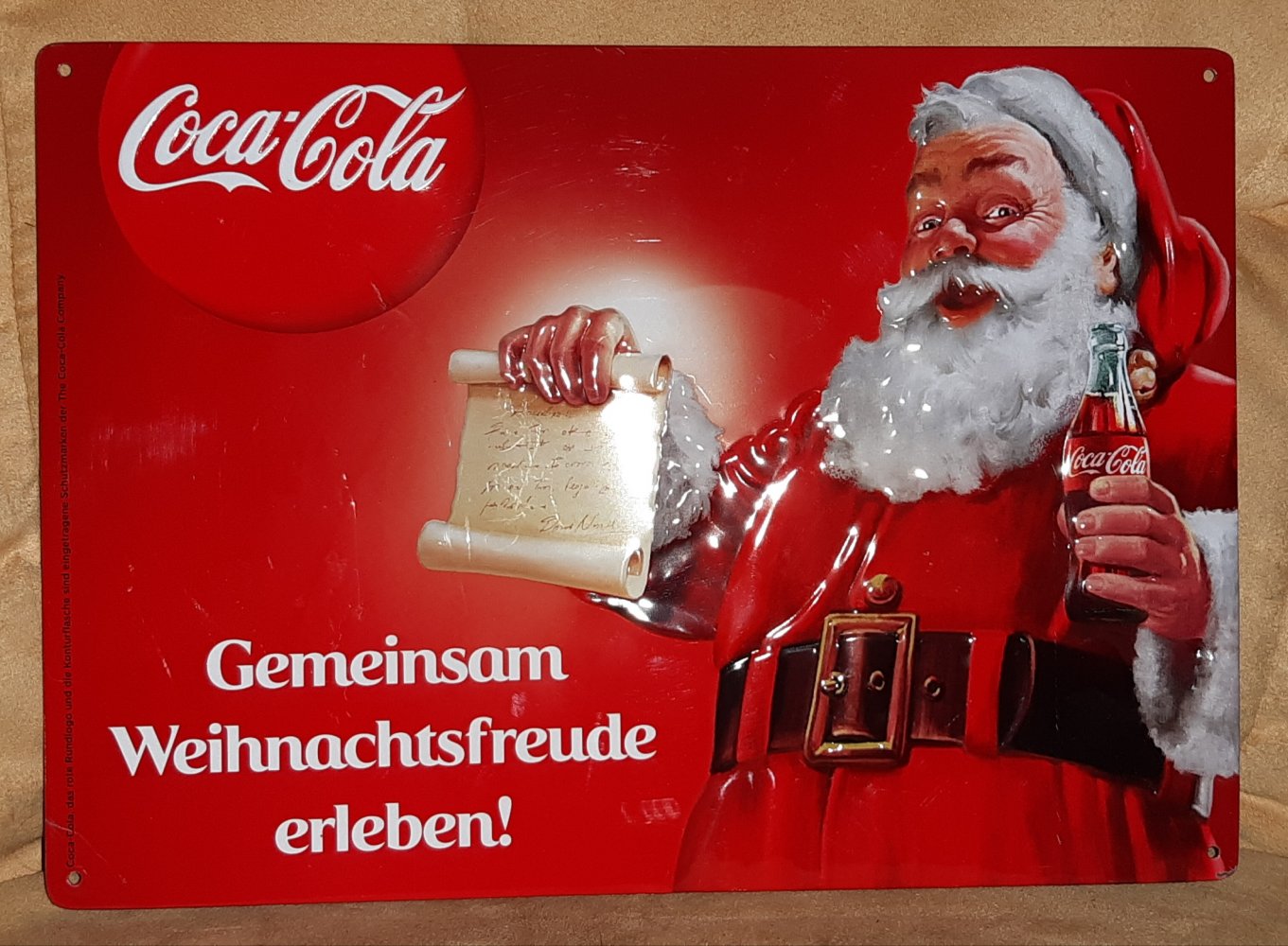 Coca Cola Weihnachts Blechschild Weihnachtsmann Blech Schild