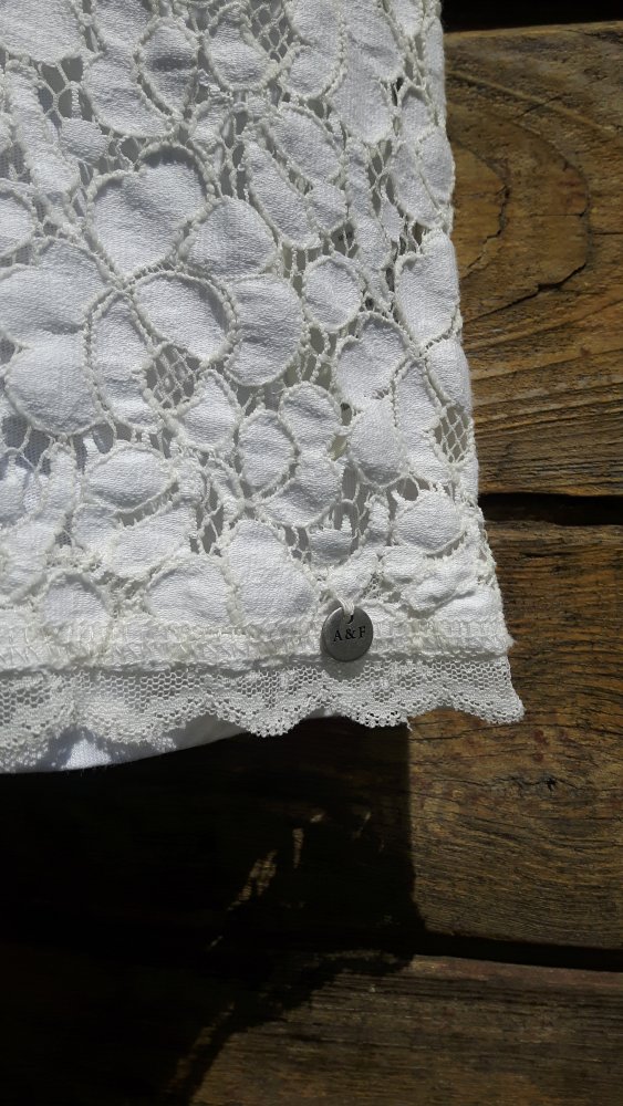 Abercrombie & Fitch Shirt mit Spitze Gr. M weiss-creme
