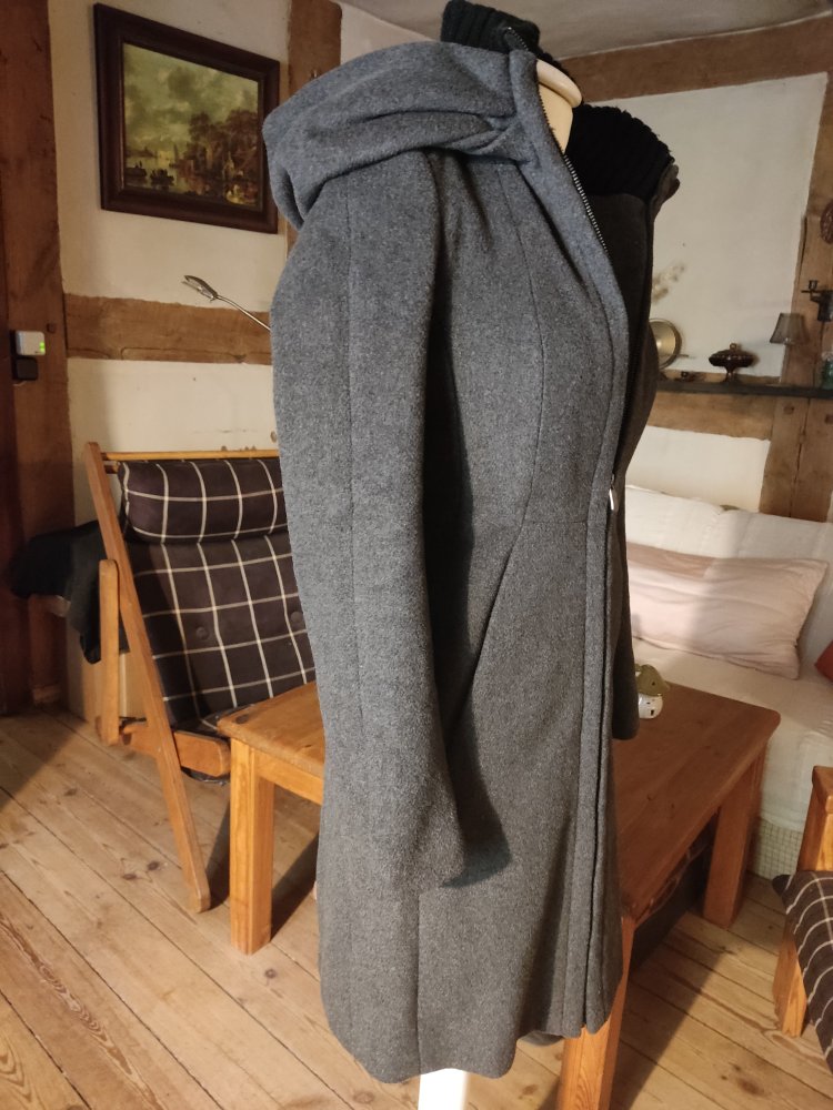 Zara Wollmantel mit Kapuze Gr.XXS Anthrazit-Grau