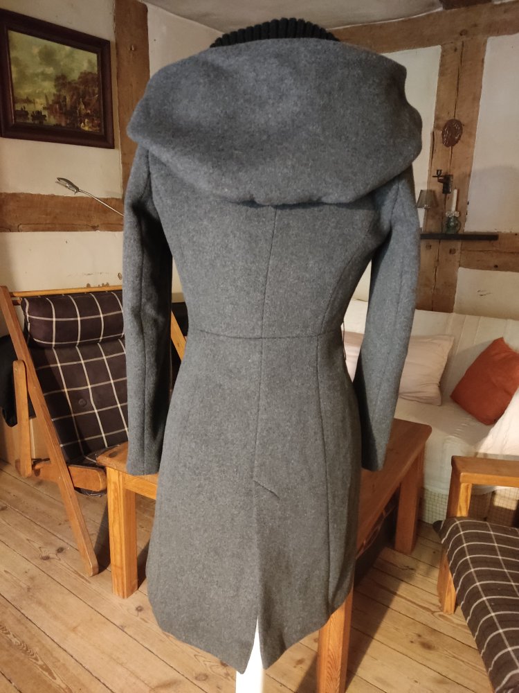 Zara Wollmantel mit Kapuze Gr.XXS Anthrazit-Grau
