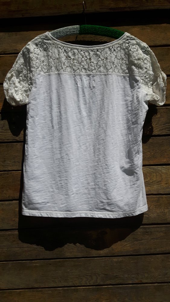 Abercrombie & Fitch Shirt mit Spitze Gr. M weiss-creme
