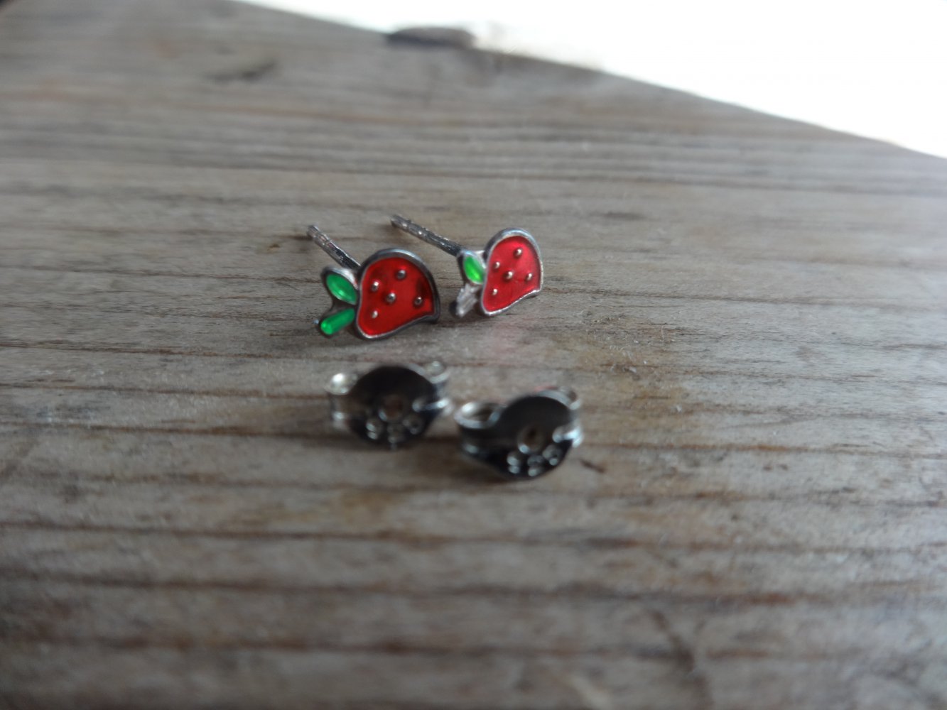 Silberohrringe Erdbeere