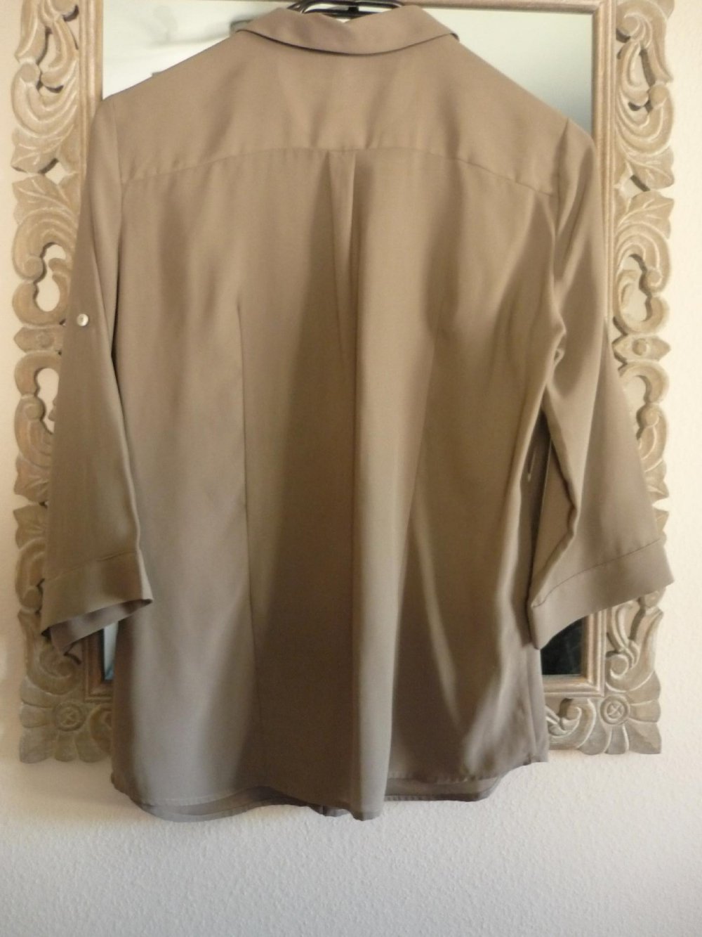Bluse - 3/4 Arm - Gr. 38 - H&M - beige / braun / grau