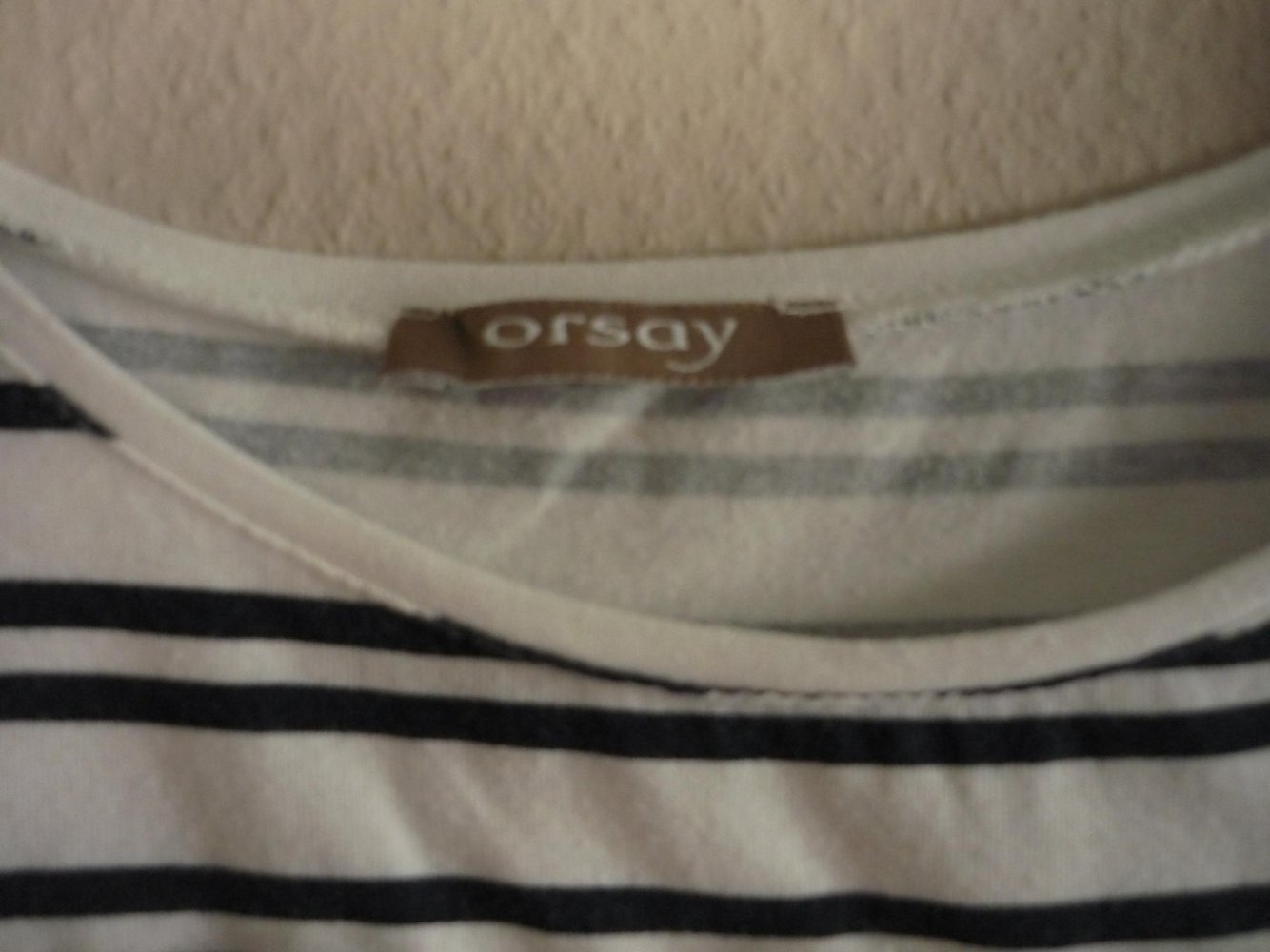 T-Shirt - Shirt - blau weiß gestreift - weiße Spitze - Orsay Gr.S