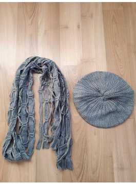 Wintermütze Beanie mit Schlal hellgrau Vintage Business