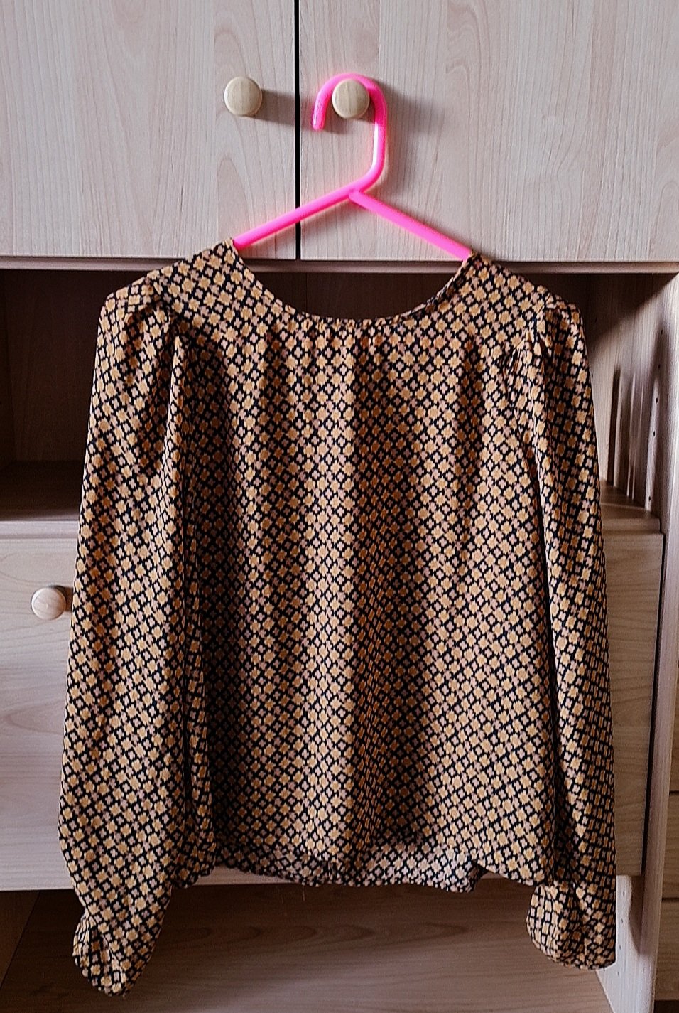 H&M Bluse gr.40 Cognac Schwarz Muster
