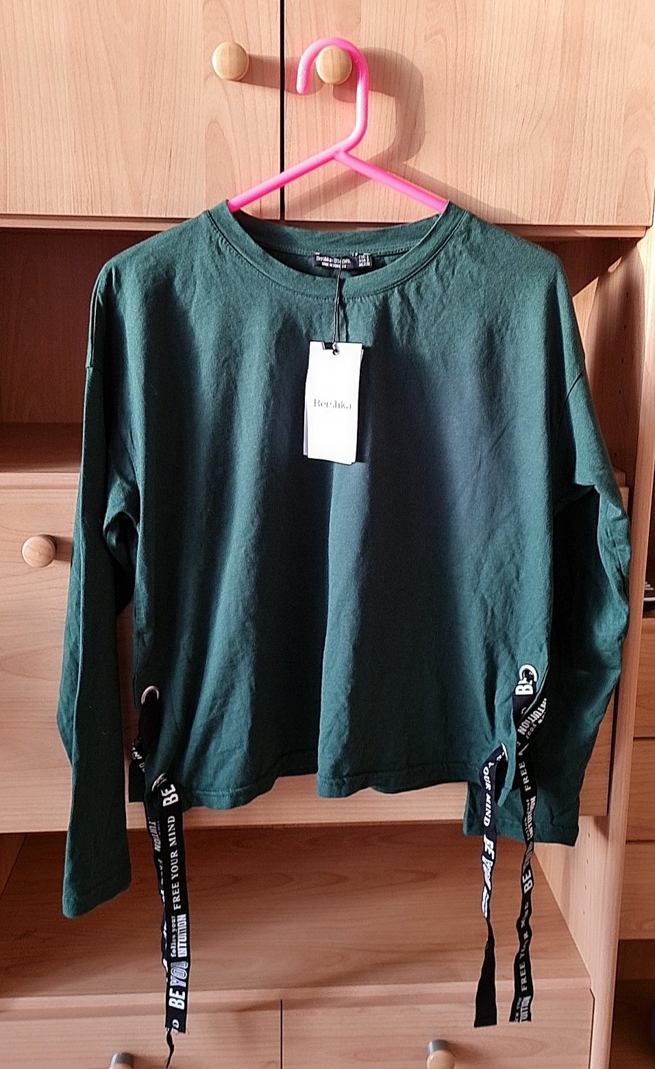 Neu Bershka Pullover gr.S 38 Bänder Grün Schwarz
