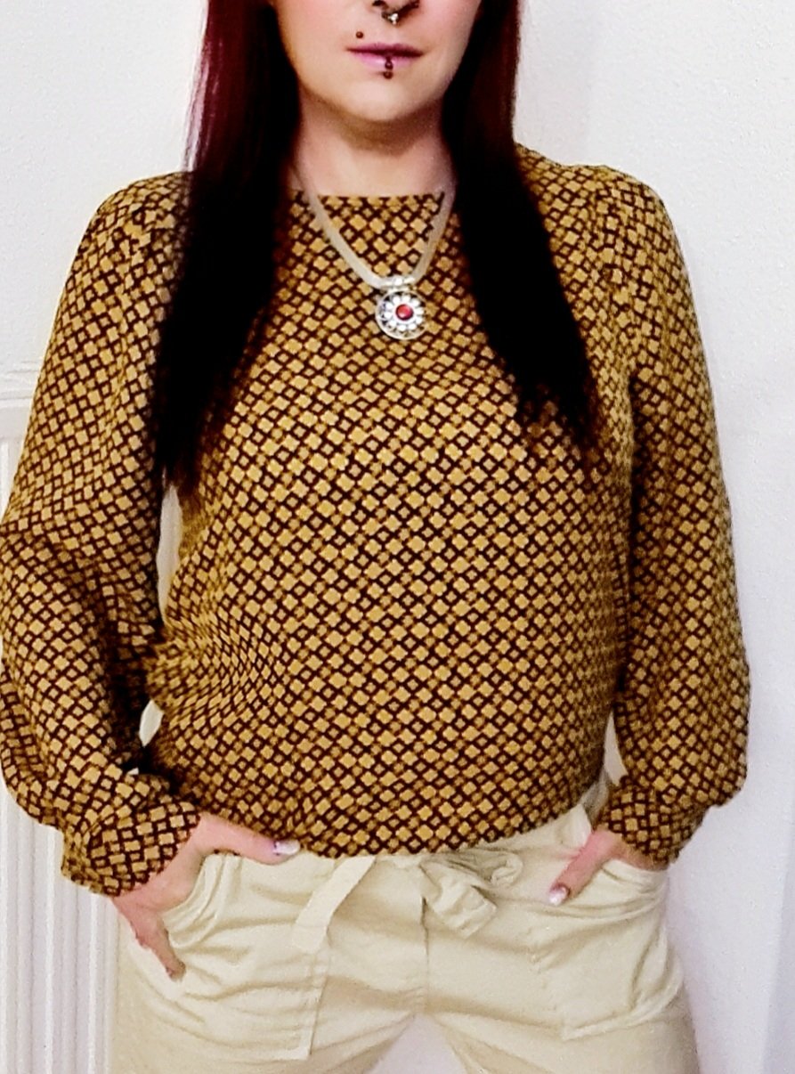 H&M Bluse gr.40 Cognac Schwarz Muster