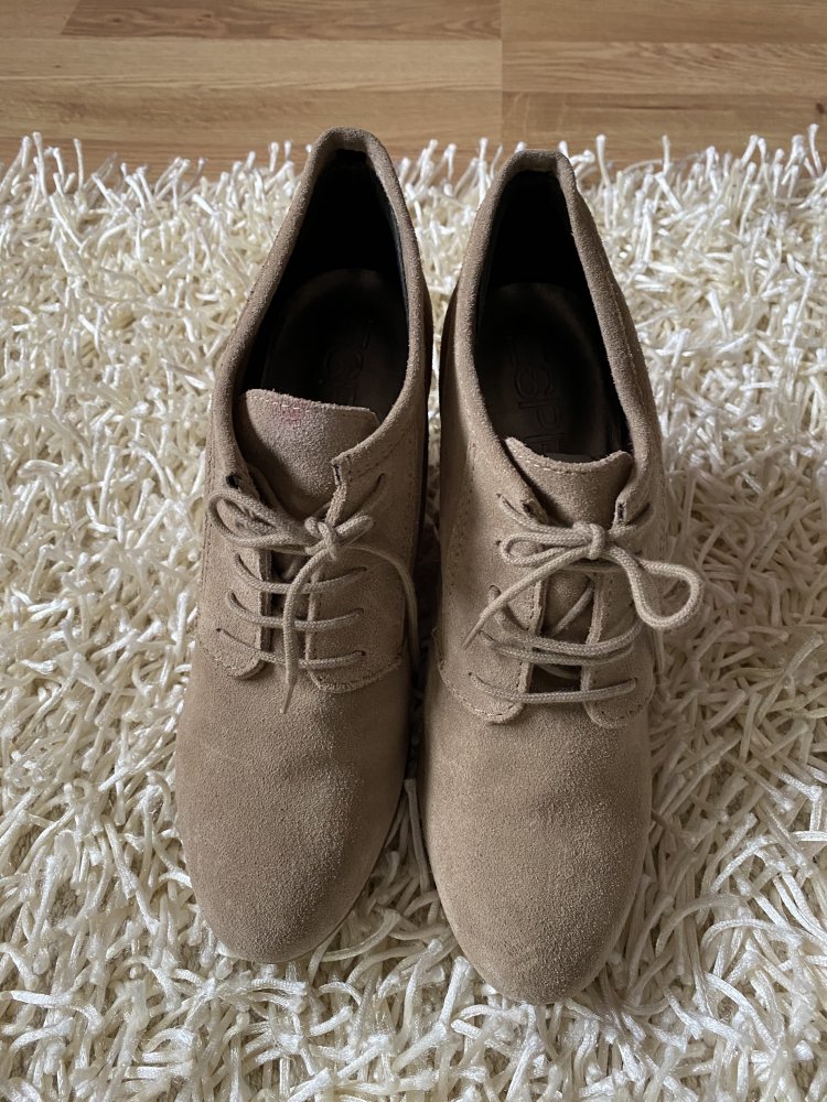 NEU - EDC Esprit Stiefeletten Wedges Leder beige 39