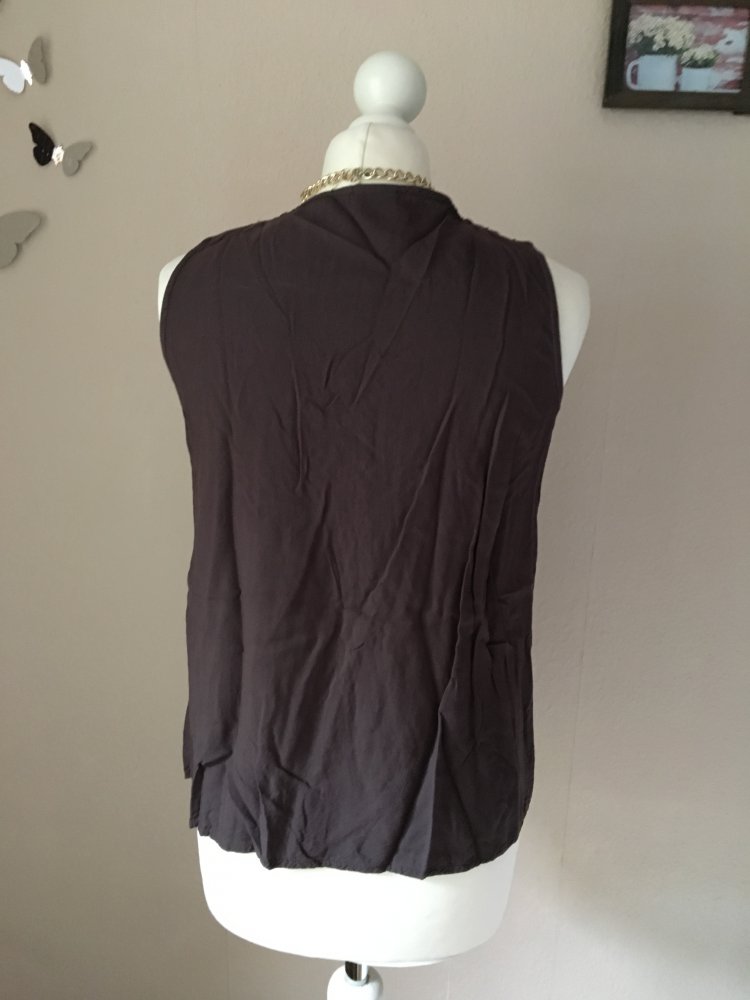 Vero Moda Top Bluse braun Perlen Steinchen S