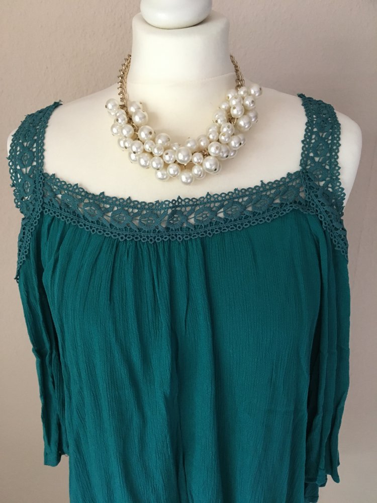 Pull & Bear Bluse Top mit Spitze grün S