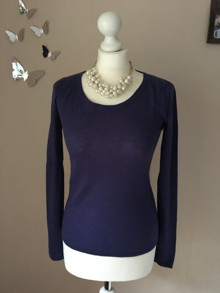 Designer Dear Cashmere Pullover Shirt blau lila 100 % Cashmir