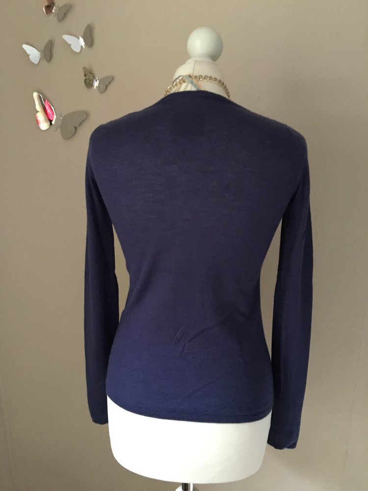 Designer Dear Cashmere Pullover Shirt blau lila 100 % Cashmir