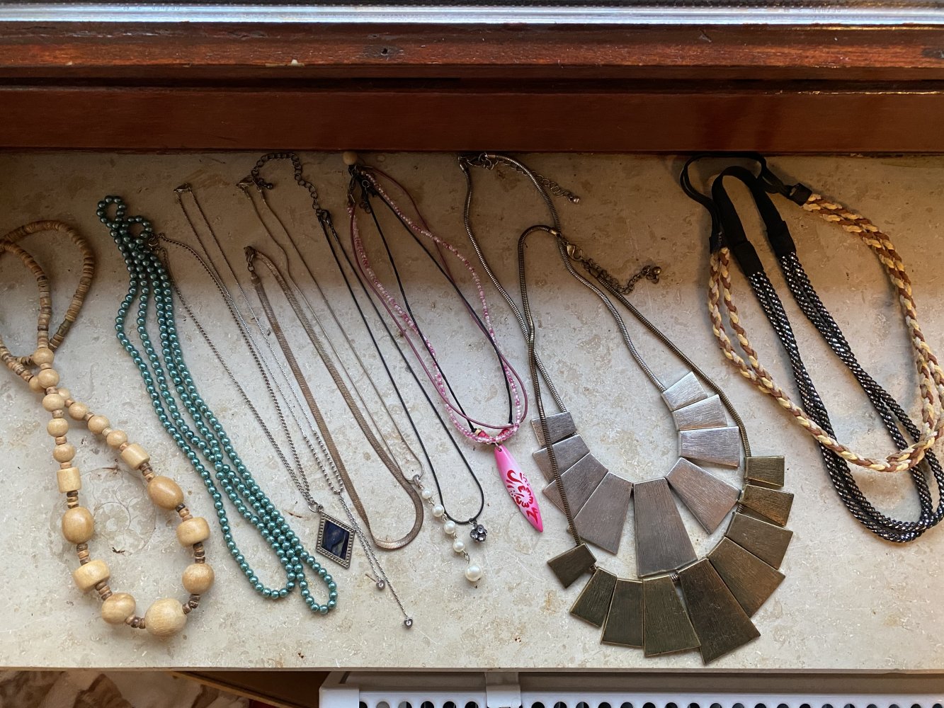 Ketten Haarbänder Gold Silber Perlen Holz Anhänger