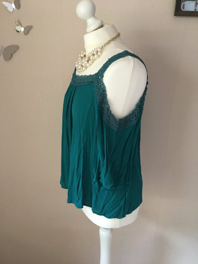 Pull & Bear Bluse Top mit Spitze grün S