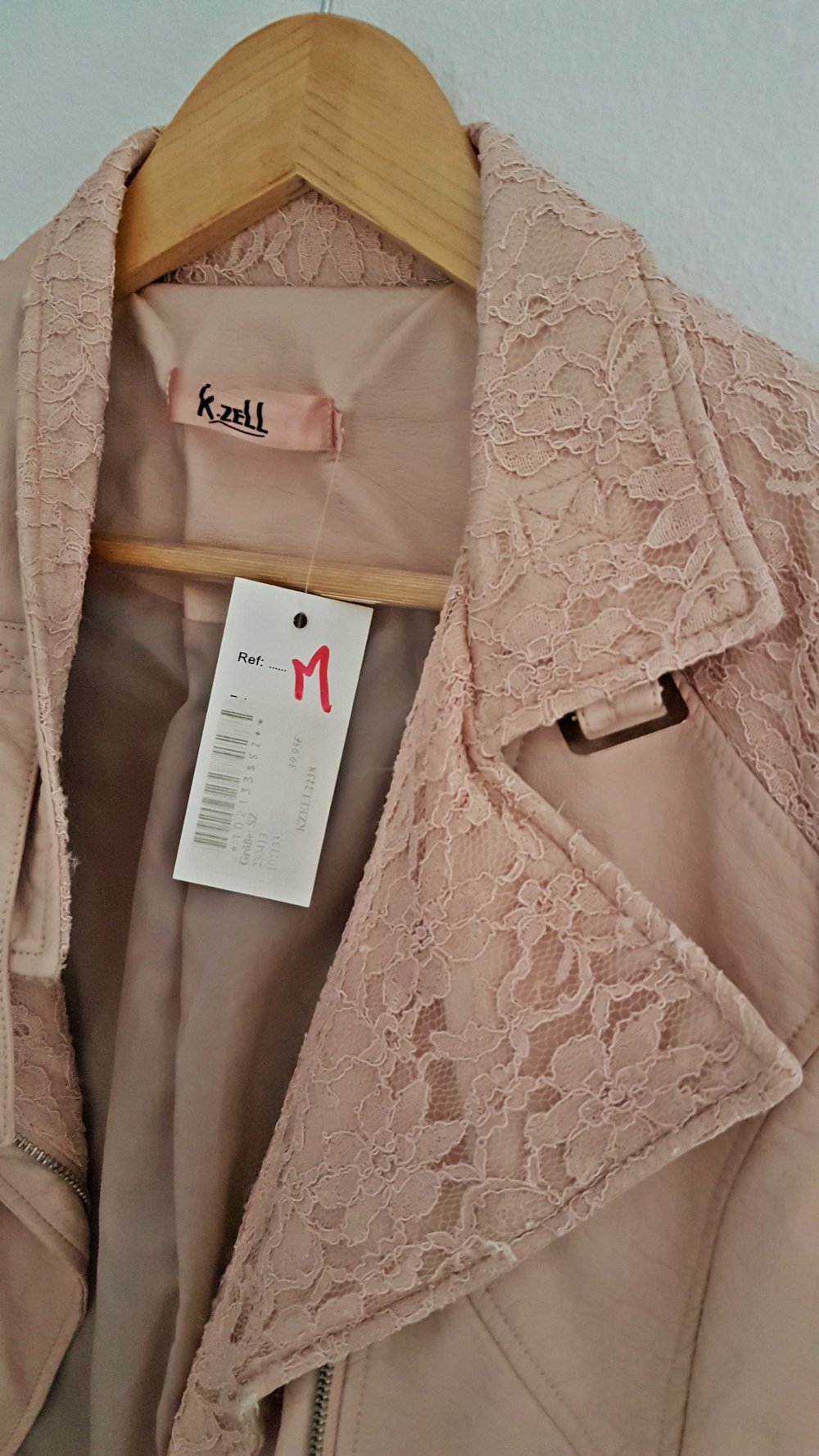 Lederjacke Rosa Spitze Reißverschluss NEU