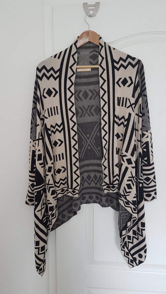 Beige/Schwarz gemusterter Cardigan UNGETRAGEN