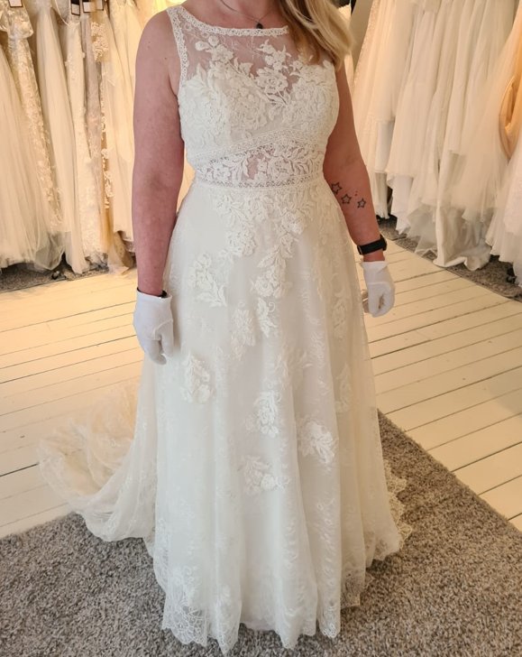 Brautkleid 38-40 Boho Schleppe ivory Elfenbein