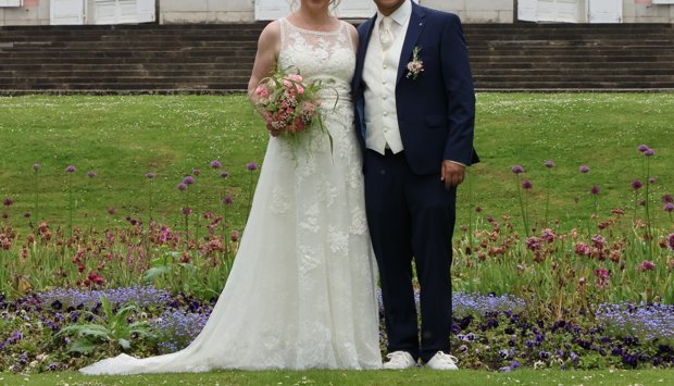 Brautkleid 38-40 Boho Schleppe ivory Elfenbein