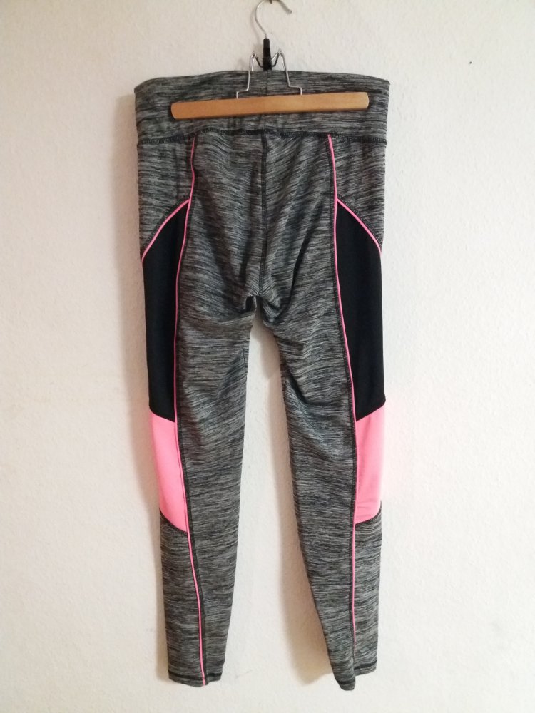 Sport Leggings Highwaist grau meliert und pink