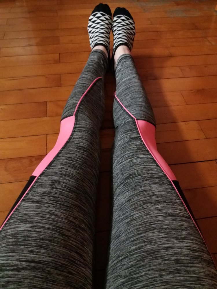 Sport Leggings Highwaist grau meliert und pink