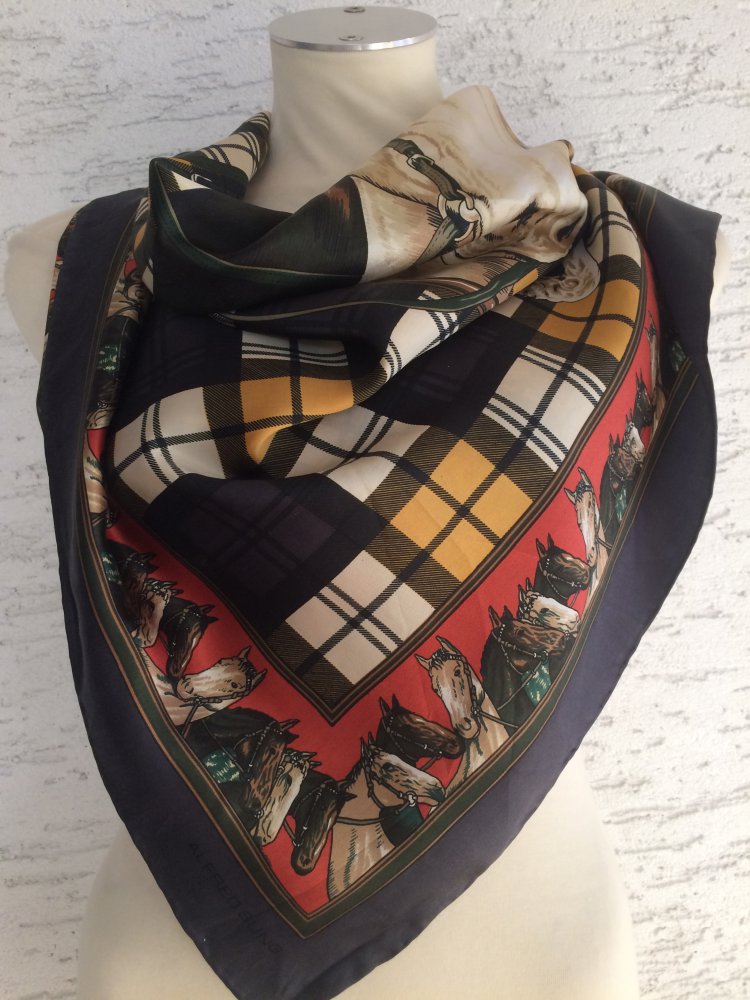 ALFREDO SUNG DESIGN REINE SEIDE PURE SILK VINTAGE TUCH HALSTUCH HAARTUCH 