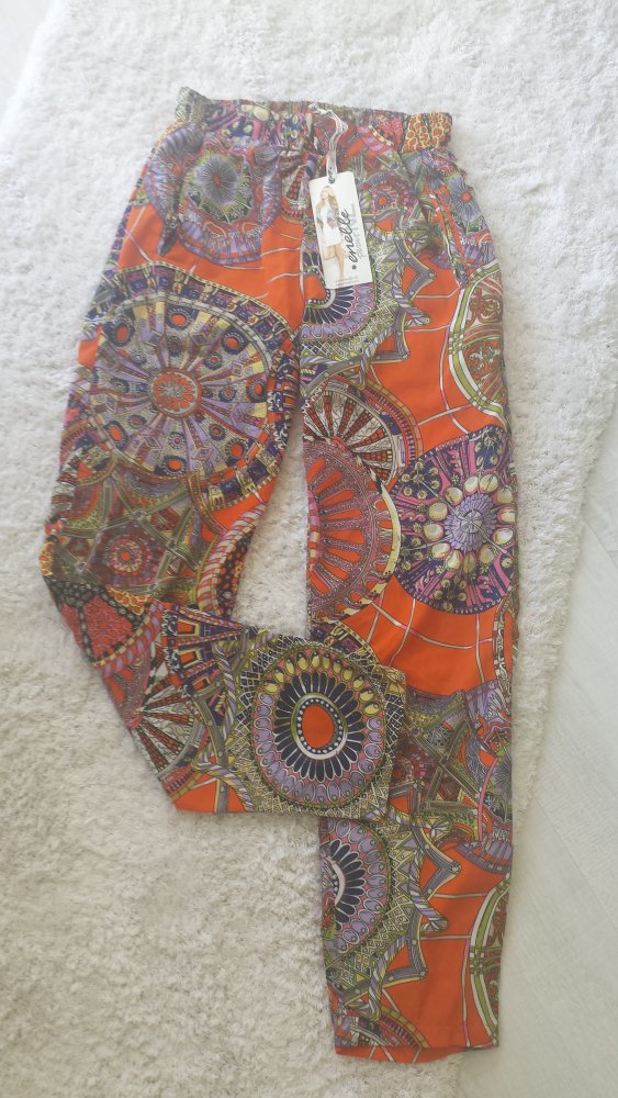Sommerhose orange mit bunten orientalischen Mustern von Enelle NEU!