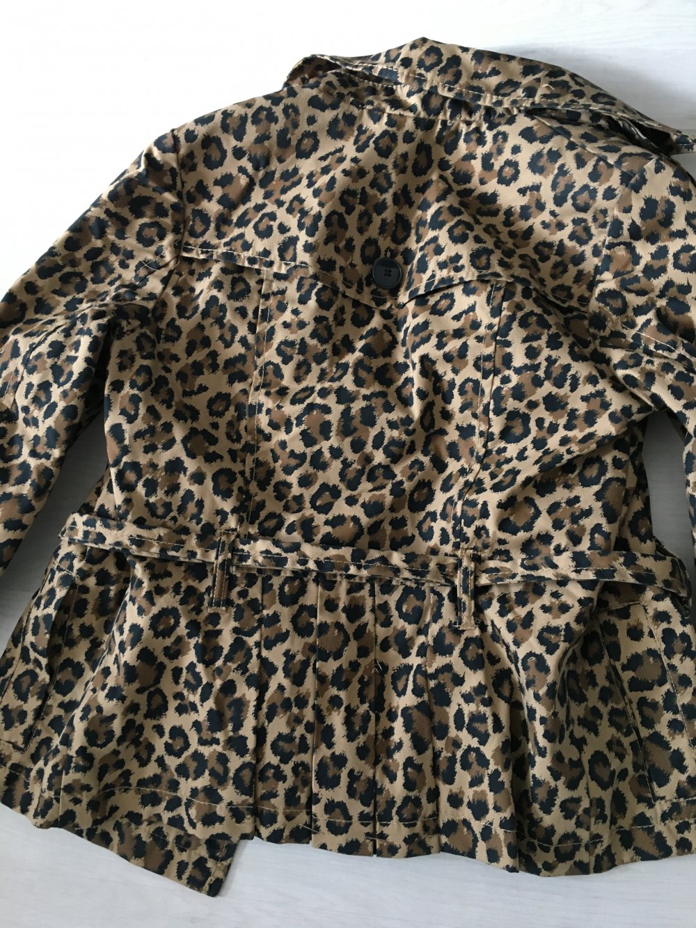 Leo Leopard Jacke Kurzer Trenchcoat Regenjacke retro rockabilly vintage H&M S tailliert