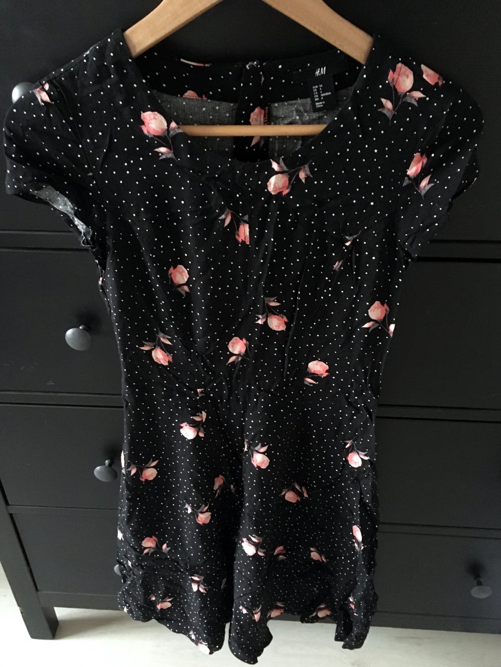 Kleid geblümt sommer kurzarm H&M S/34 vintage retro