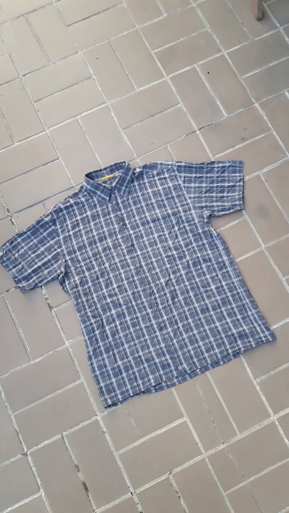 Herren Kurzarmhemd blaugrau kariert