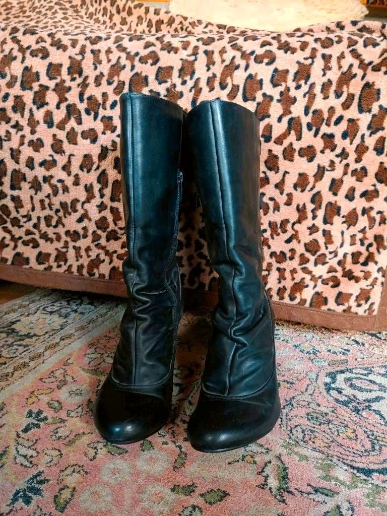 Lederstiefel, Gr. 37 Rockabilly Vintage Retro Pin Up