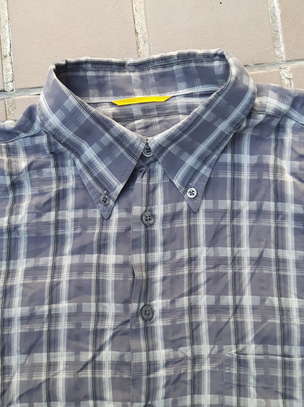 Herren Kurzarmhemd blaugrau kariert