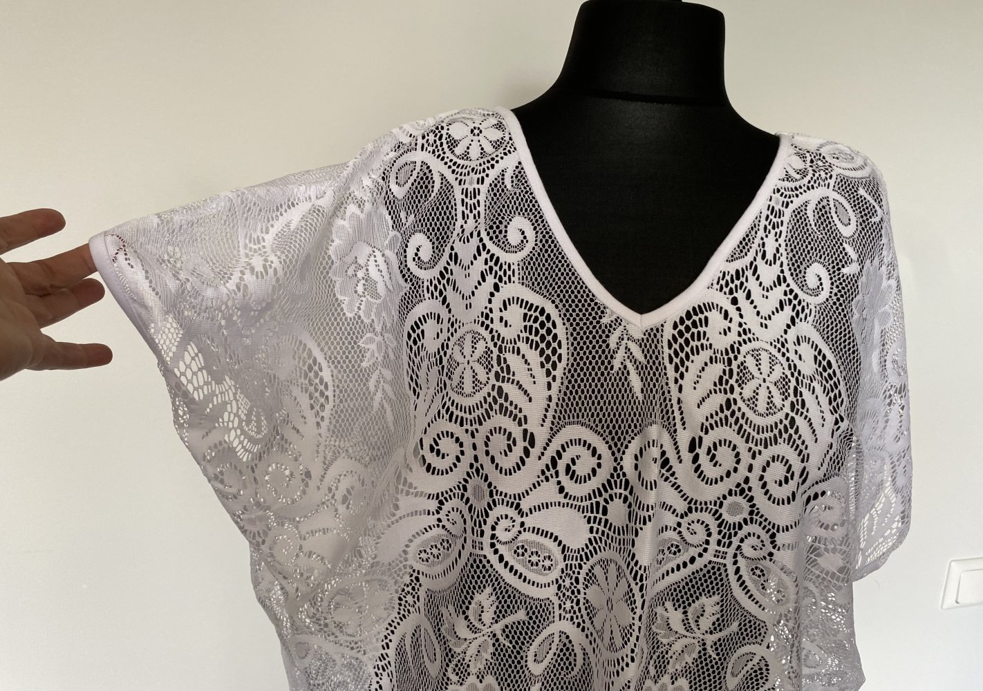 Hunkemöller, Strandtunika, weiß, Häkellook, mit Fransen, Gr. M