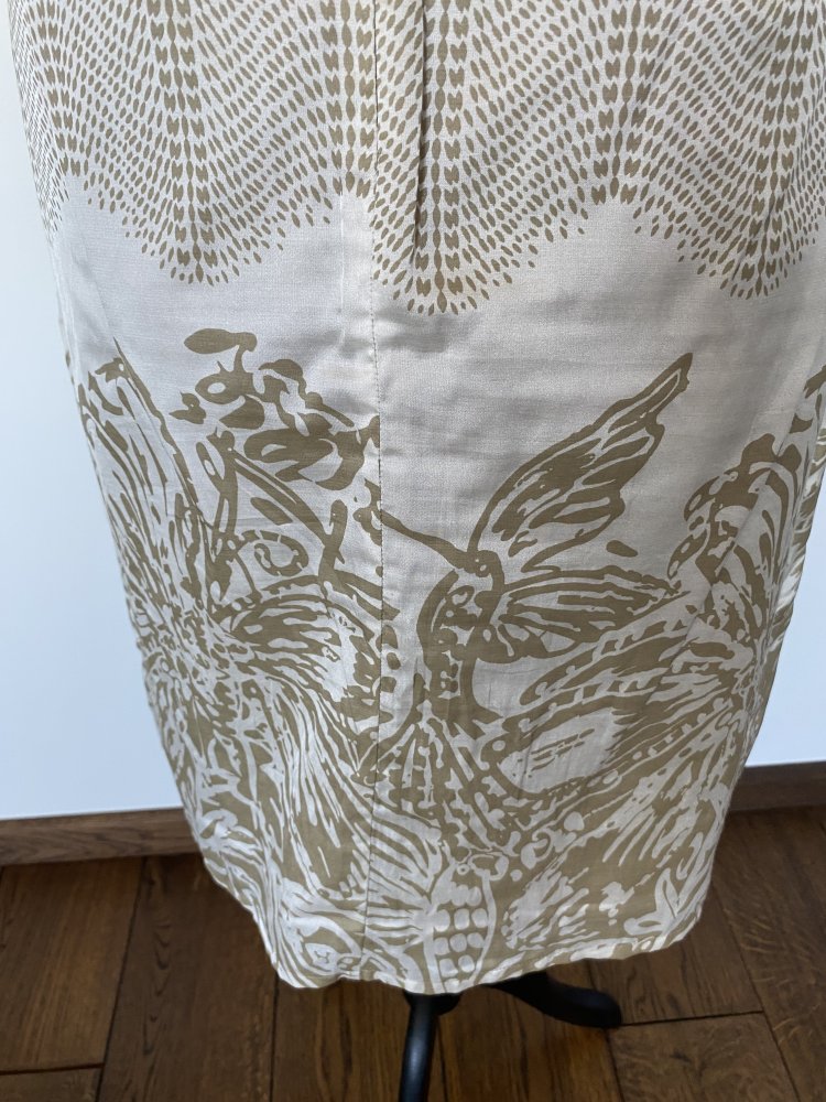 Esprit, Rock, gemustert, Falten, weiß/ natur Töne, Gr. 38