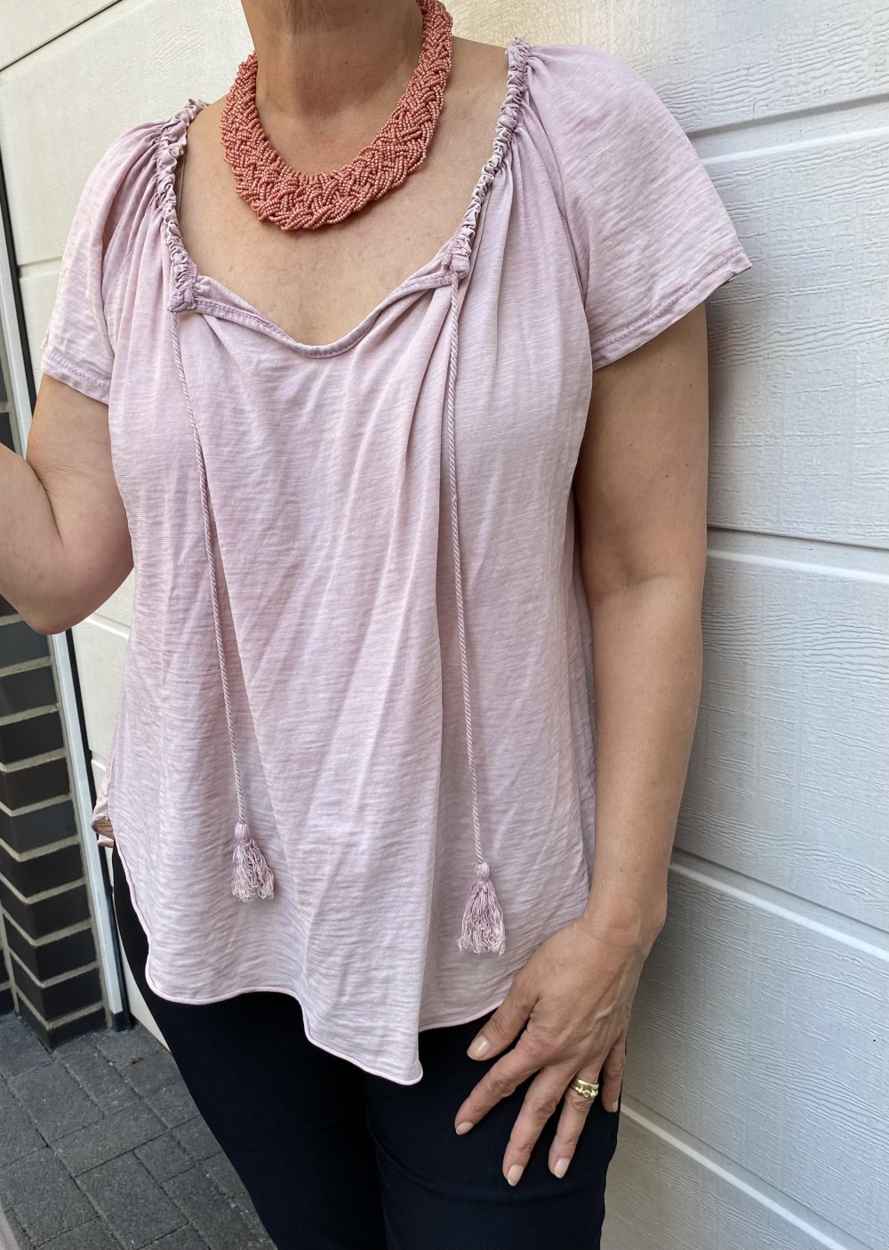 Made in Italy, Shirt kurzarm, runder Ausschnitt, rosé Gr. 42-44