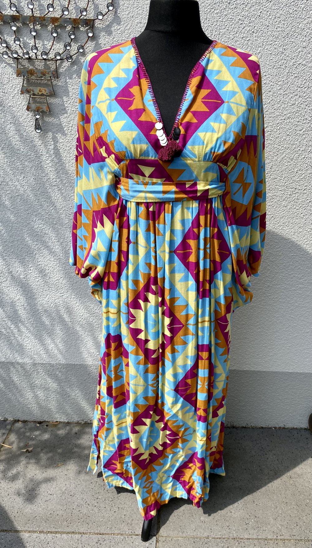 Feather & Find, Neu, Maxikleid, Bali, Boho, Aztec Muster, onesize