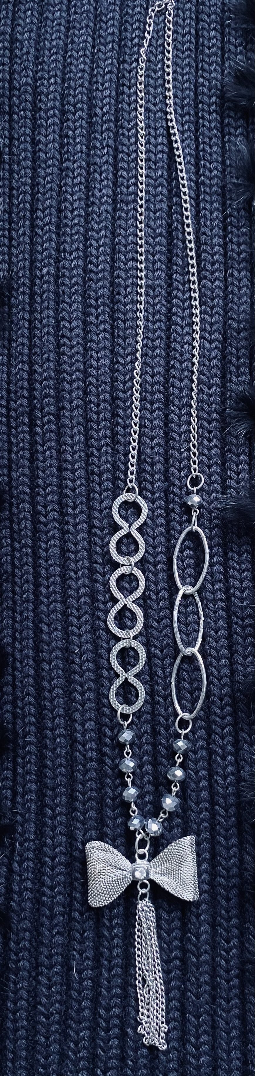 Kette, Modeschmuck, silberfarben, Schleifenelement