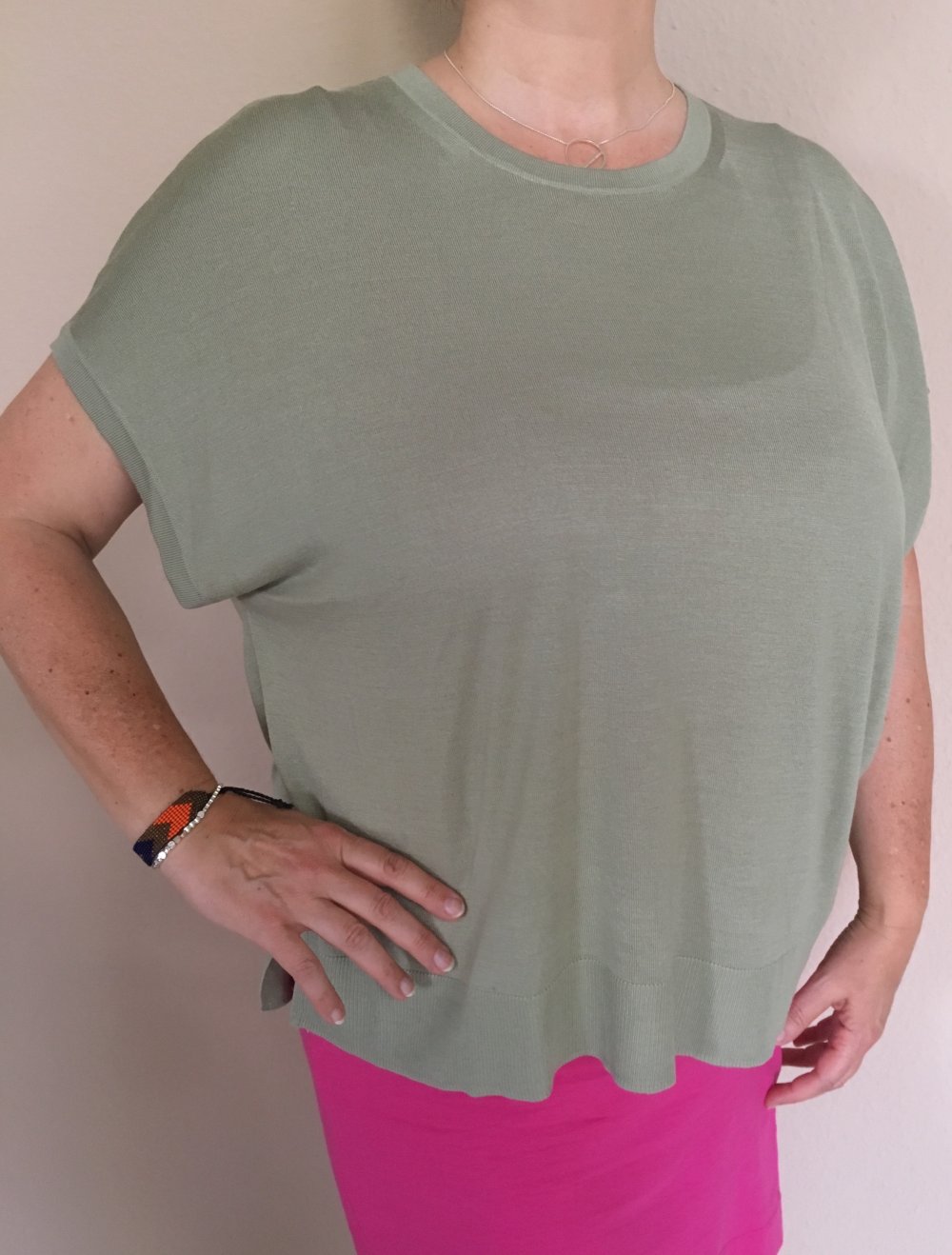 H&M Basic Kurzarmpulli, pastellgrün, Gr. XL