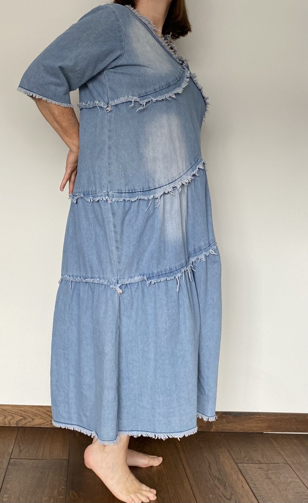 Denim, Jeanskleid, Maxi, used Look, kurzarm, Gr.XL