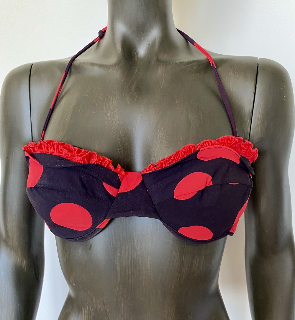 Rachel Pappo, Bikini Set 3-teilig, rot/schwarz, gepunktet, Gr. 40/80B