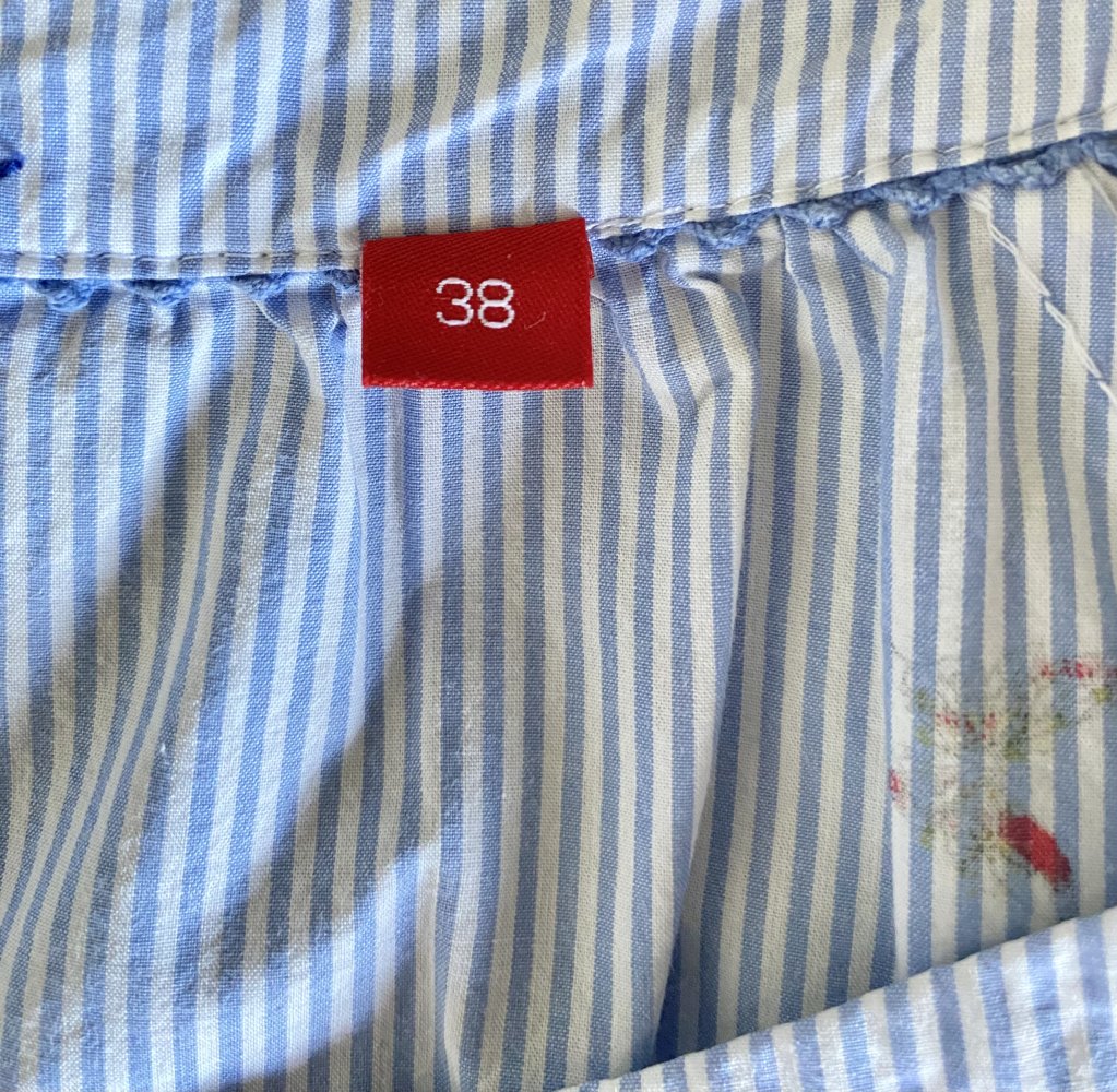 S. Oliver, Bluse, 3/4 Arm,bleu/weiß, Schmetterlingmuster, Gr. 38