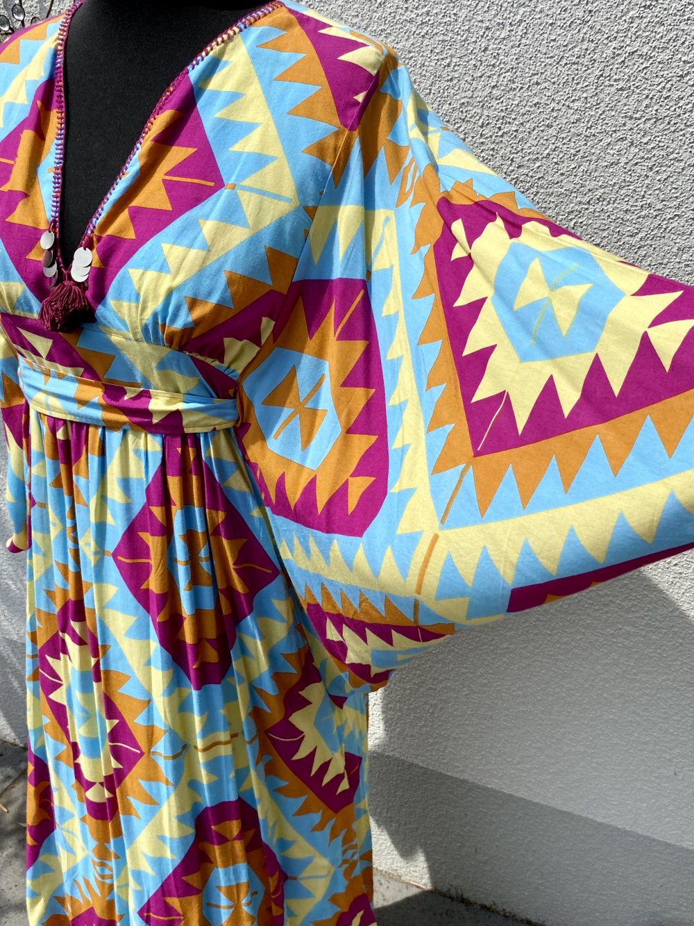 Feather & Find, Neu, Maxikleid, Bali, Boho, Aztec Muster, onesize