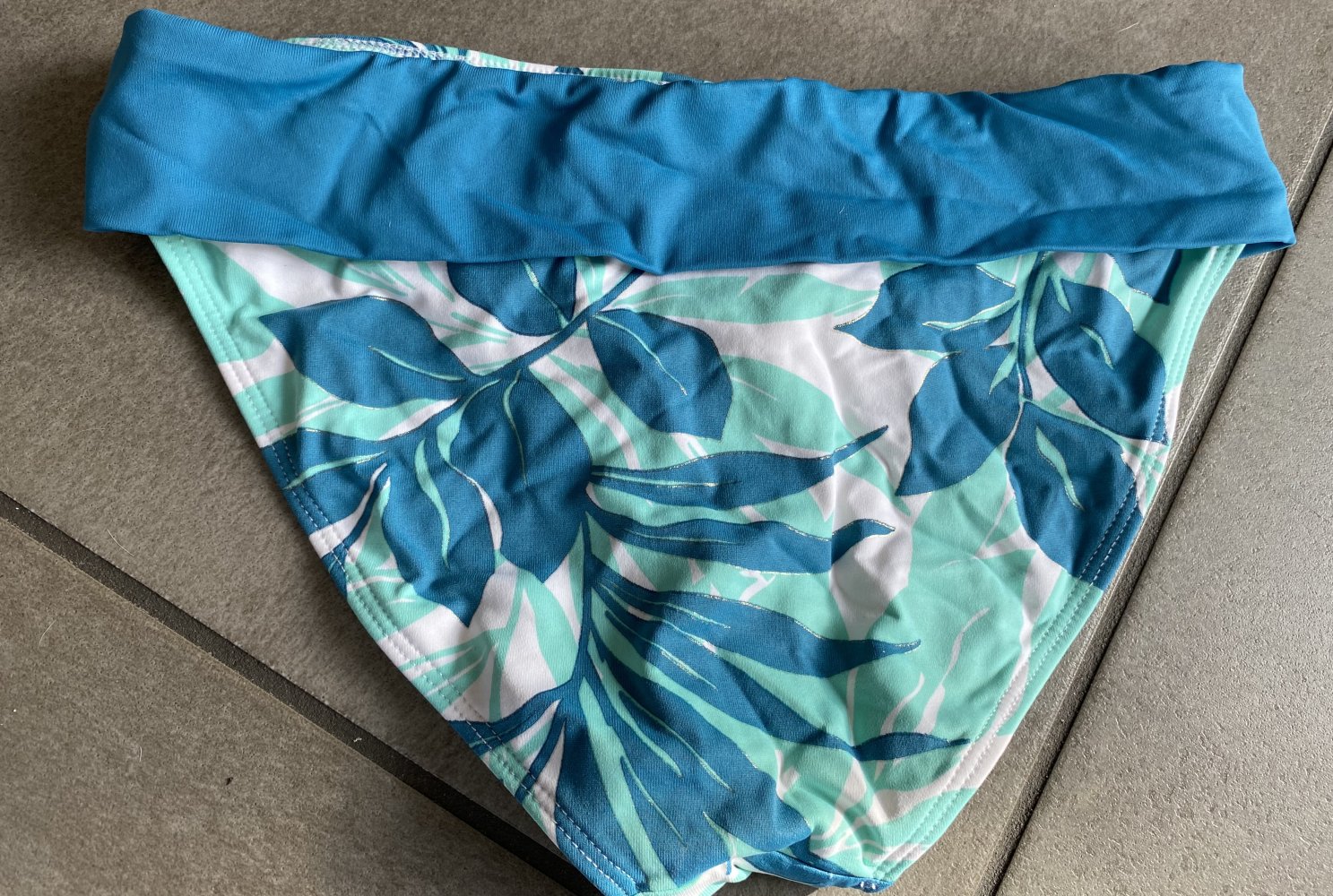 Lascana, Bikini, neuwertig, florales Muster, türkis/gold, Gr. 34