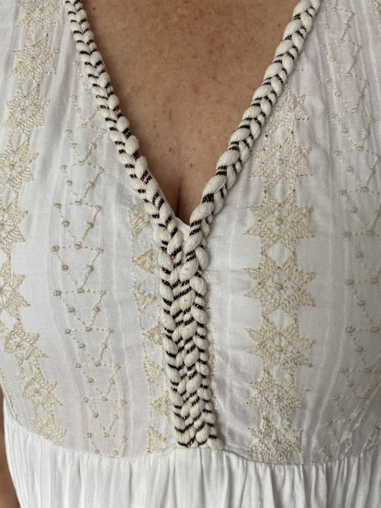 Zara, Kleid, Maxilänge, creme/weiß, Boho Style, Gr.44