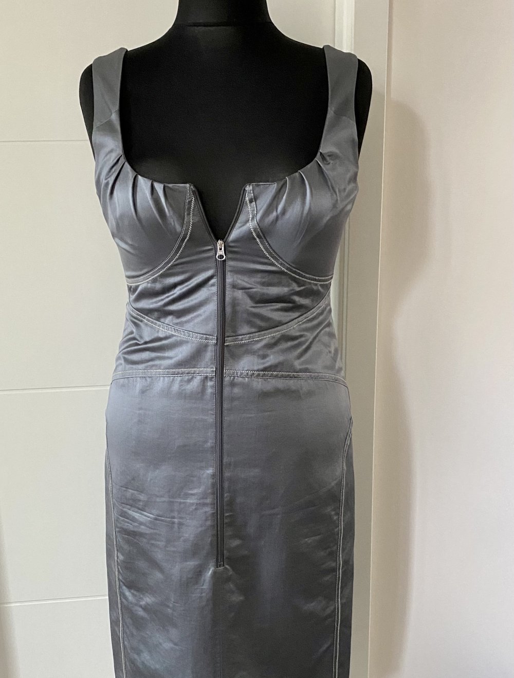 Toni Gard, Kleid, mit Seide, grau, Reißverschluss, Gr. 40