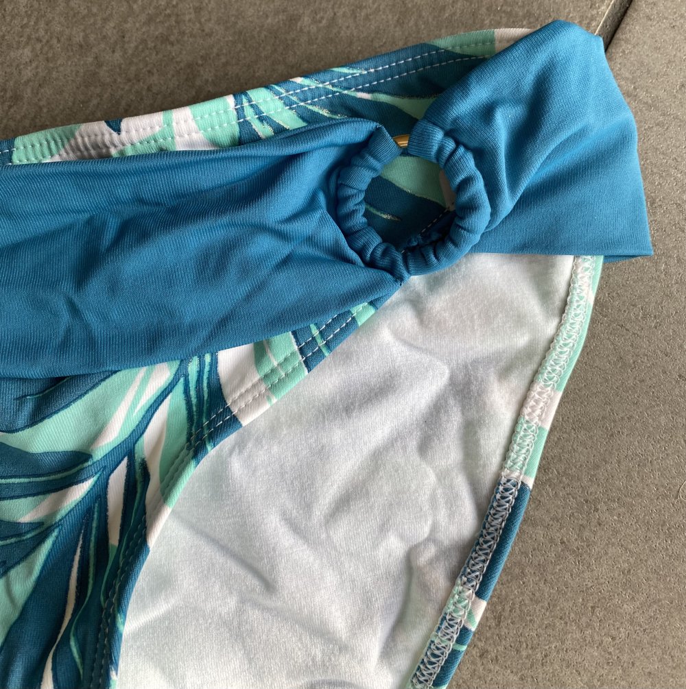 Lascana, Bikini, neuwertig, florales Muster, türkis/gold, Gr. 34