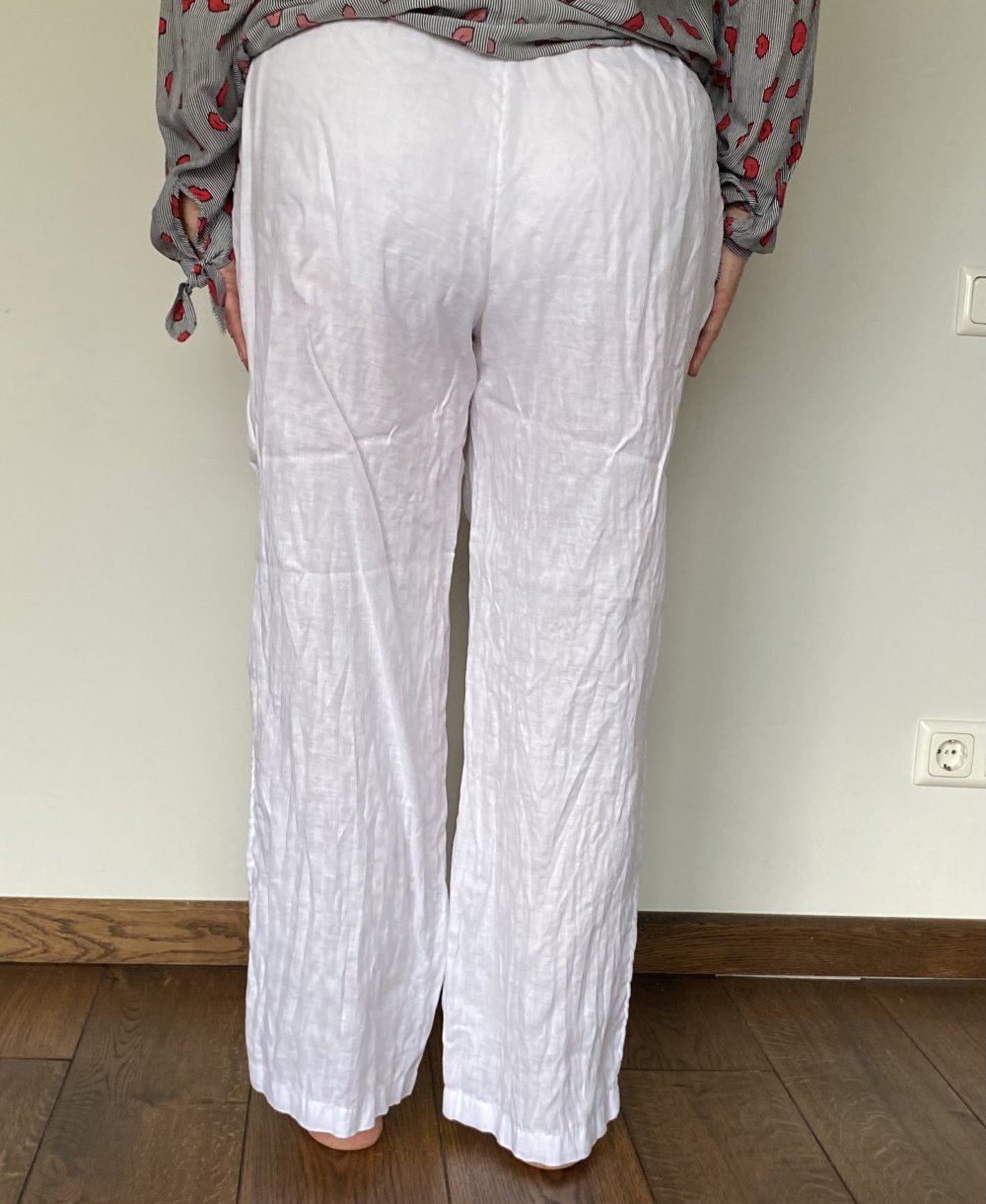 H&M, Hose, Leinen, weiß, dehnbarer Bund, Gr. L