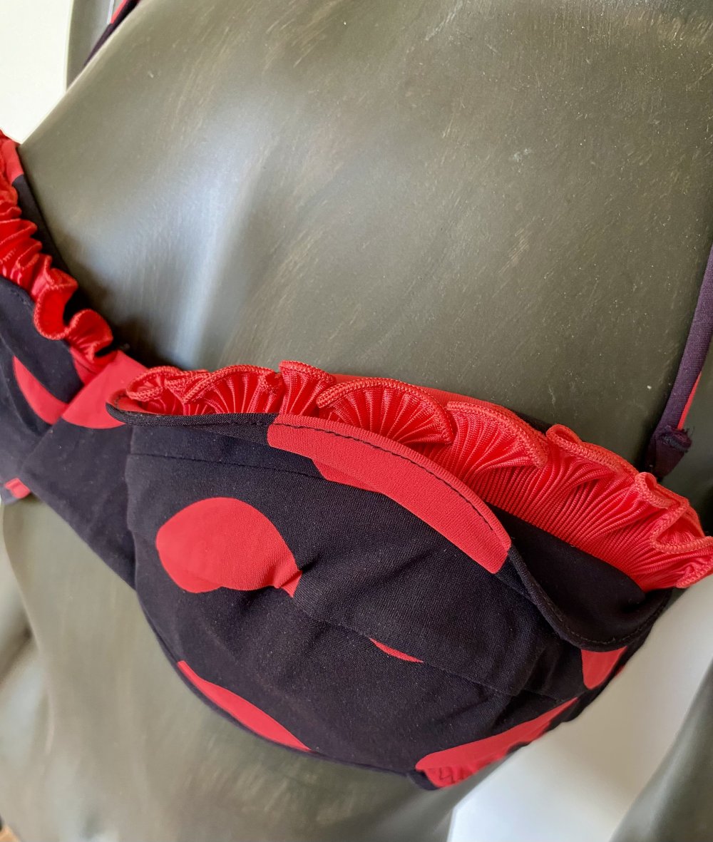 Rachel Pappo, Bikini Set 3-teilig, rot/schwarz, gepunktet, Gr. 40/80B
