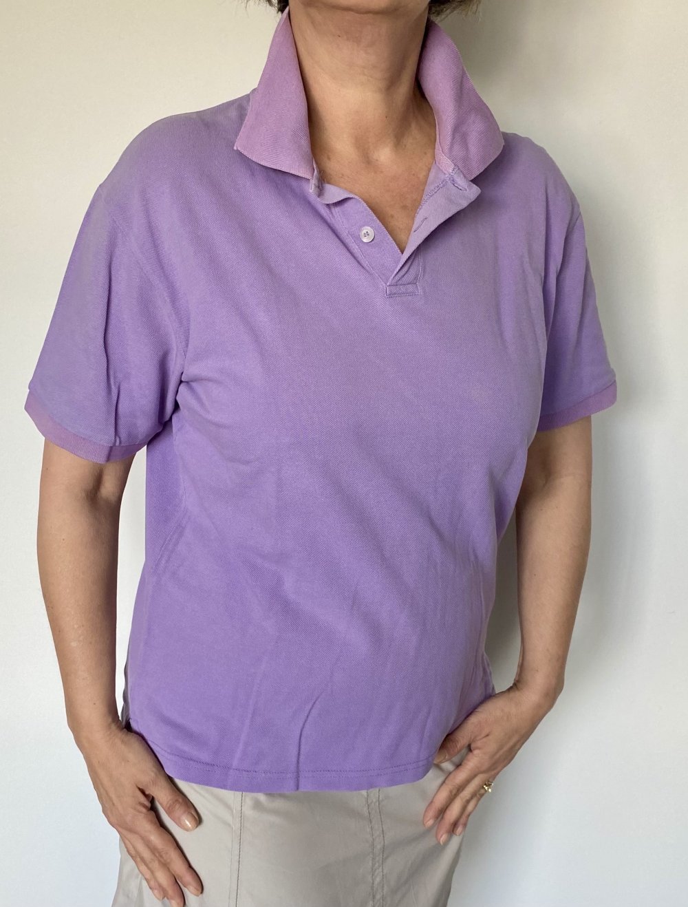 H&M, Poloshirt, kurzarm, Baumwolle, flieder/ lila, Gr. L